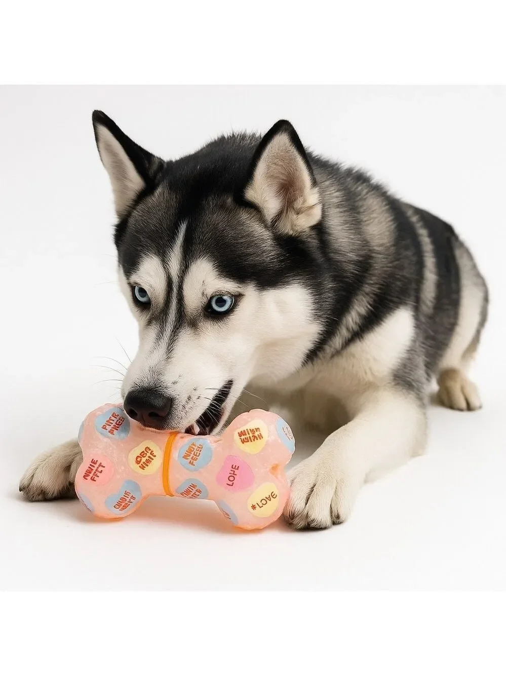 European Home Designs Squeaky Bone Dog Toy Rose Scented